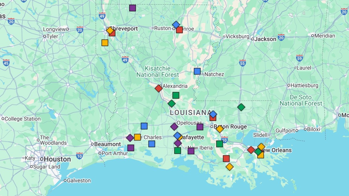 Thirty-four LHSAA teams remain undefeated through five weeks of the 2025 season (Map: Jerit Roser, Louisiana vs. All Y'all)