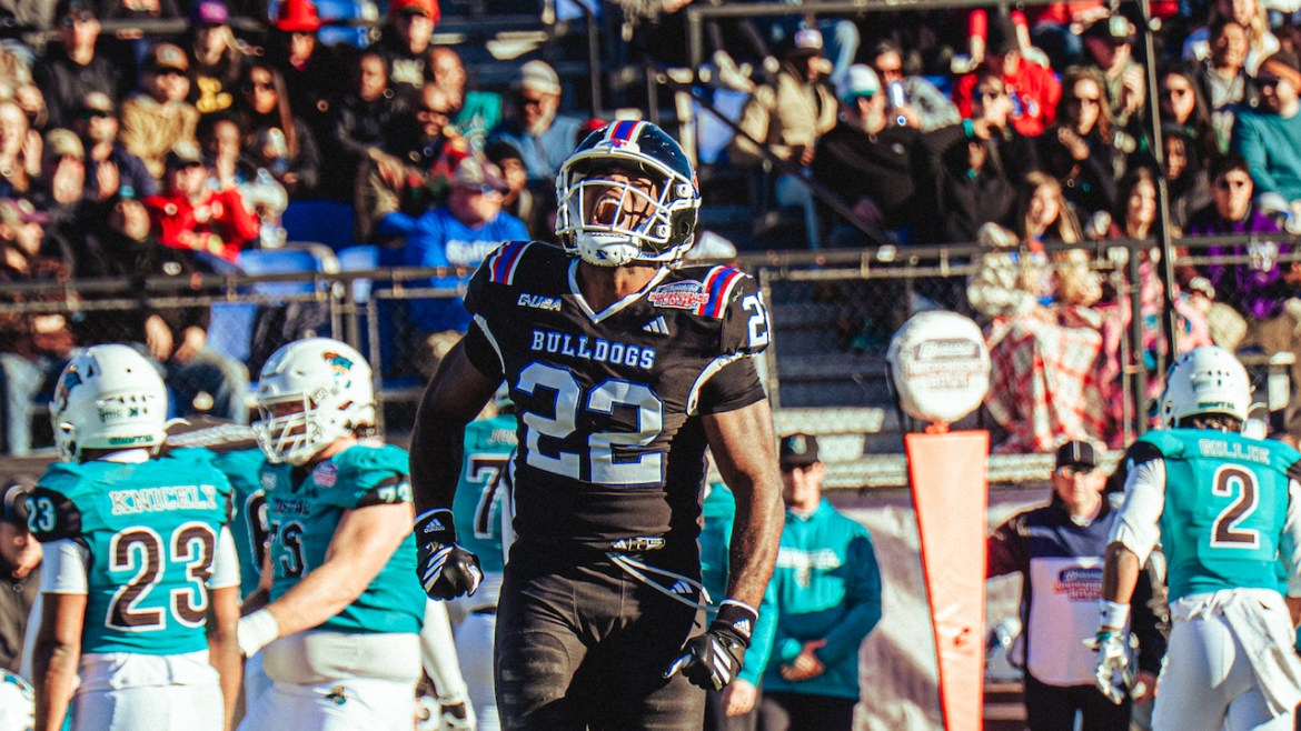 Former Ruston star Jadon Mayfield (22) and the Louisiana Tech defense helped spark the Bulldogs' 23-14 comeback win in the 2025 Radiance Technologies Independence Bowl.