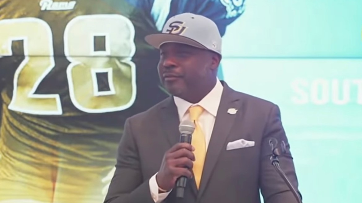 Southern introduced Hall-of-Fame running back Marshall Faulk as its next head coach Monday, Dec. 1, 2025.